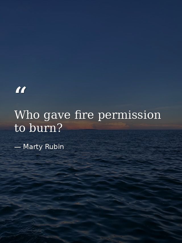Who gave fire permission to burn? — Marty Rubin