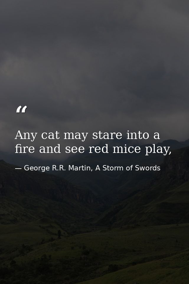 Any cat may stare into a fire and see red mice play, — George R.R. Martin, A Storm of Swords