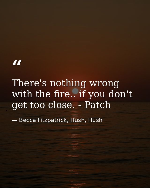 There's nothing wrong with the fire.. if you don't get too close. - Patch — Becca Fitzpatrick, Hush, Hush