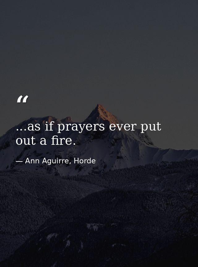 ...as if prayers ever put out a fire. — Ann Aguirre, Horde