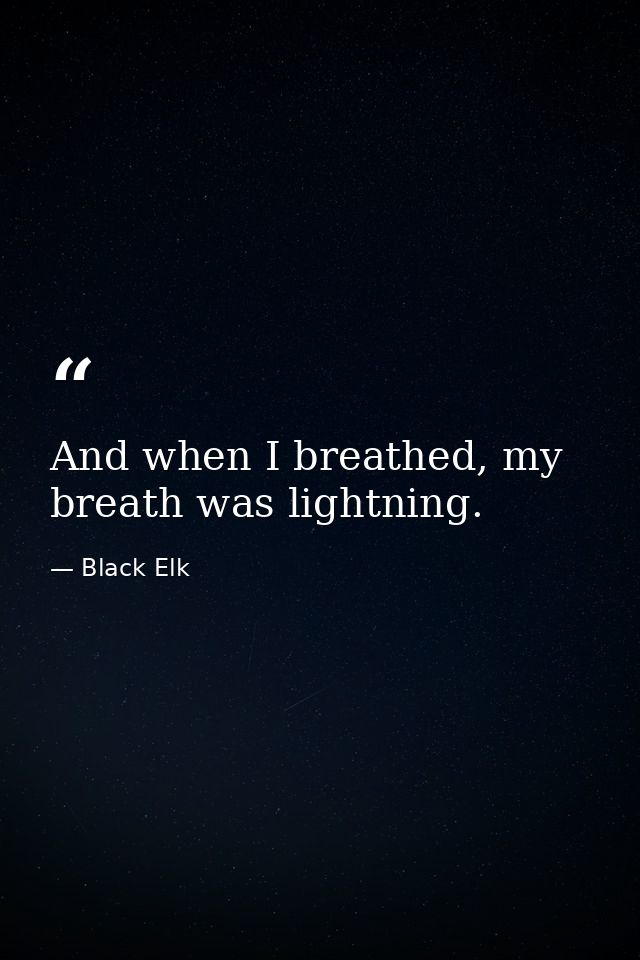 And when I breathed, my breath was lightning. — Black Elk