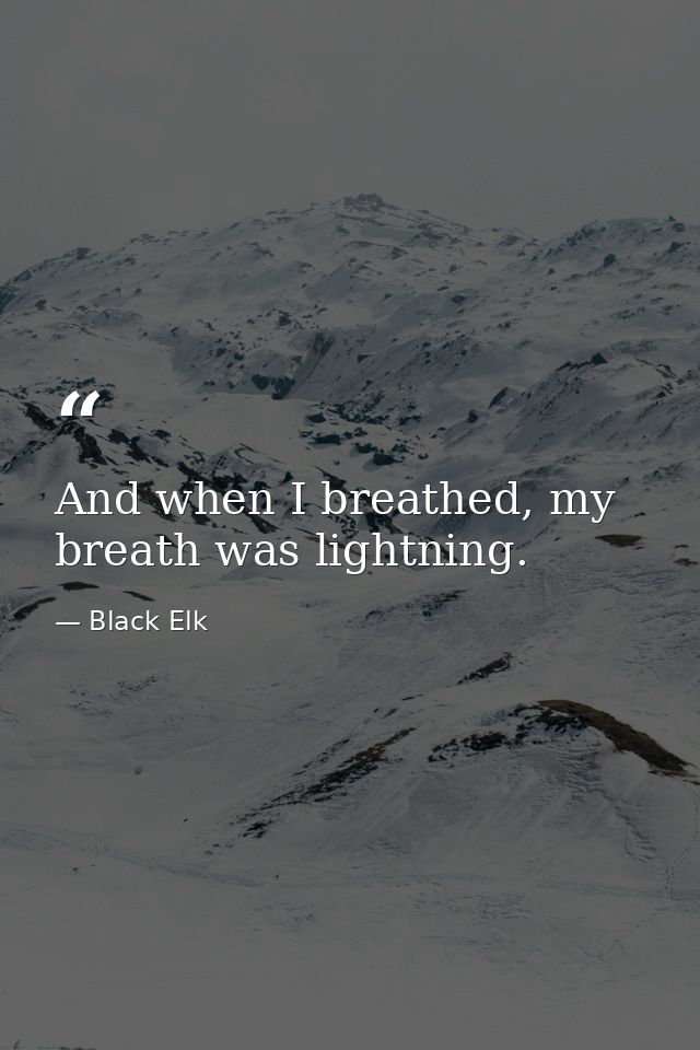 And when I breathed, my breath was lightning. — Black Elk