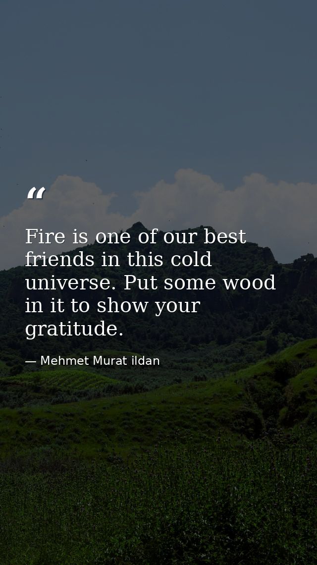 Fire is one of our best friends in this cold universe. Put some wood in it to show your gratitude. — Mehmet Murat ildan