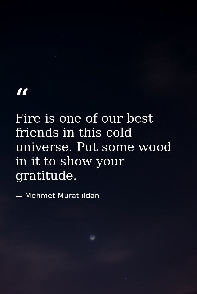 Fire is one of our best friends in this cold universe. Put some wood in it to show your gratitude. — Mehmet Murat ildan