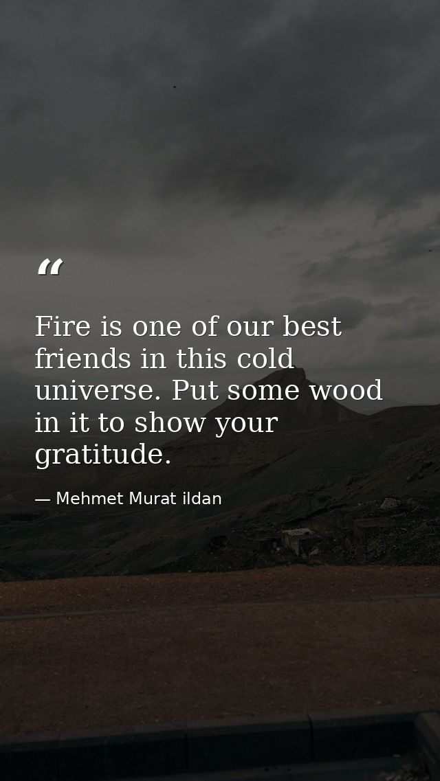 Fire is one of our best friends in this cold universe. Put some wood in it to show your gratitude. — Mehmet Murat ildan