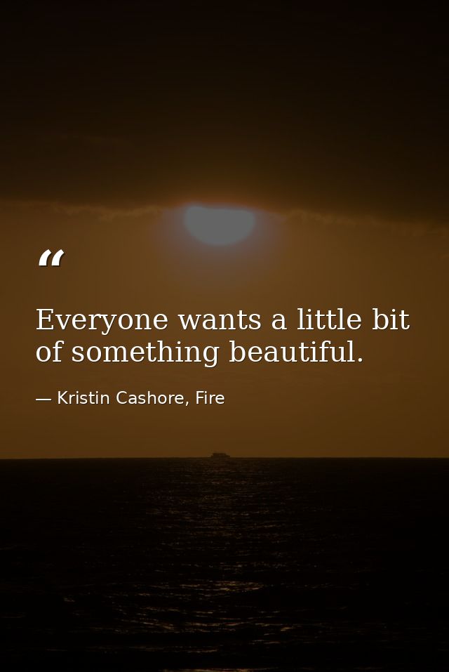 Everyone wants a little bit of something beautiful. — Kristin Cashore, Fire