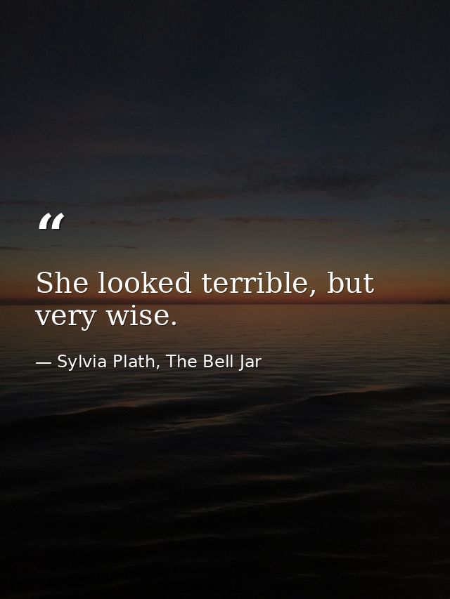 She looked terrible, but very wise. — Sylvia Plath, The Bell Jar