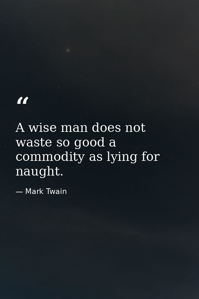 A wise man does not waste so good a commodity as lying for naught. — Mark Twain