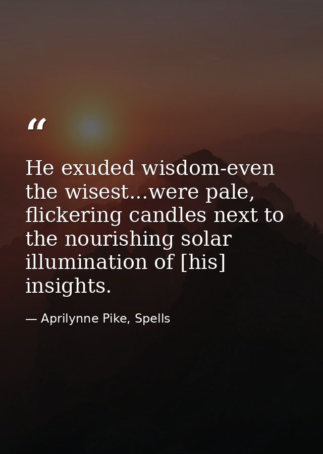 He exuded wisdom-even the wisest...were pale, flickering candles next to the nourishing solar illumination of [his] insi — Aprilynne Pike, Spells