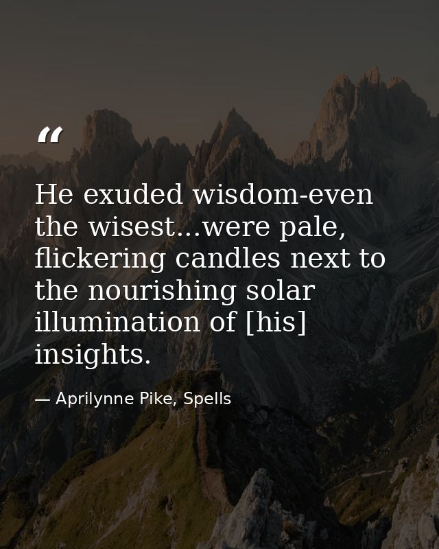 He exuded wisdom-even the wisest...were pale, flickering candles next to the nourishing solar illumination of [his] insi — Aprilynne Pike, Spells
