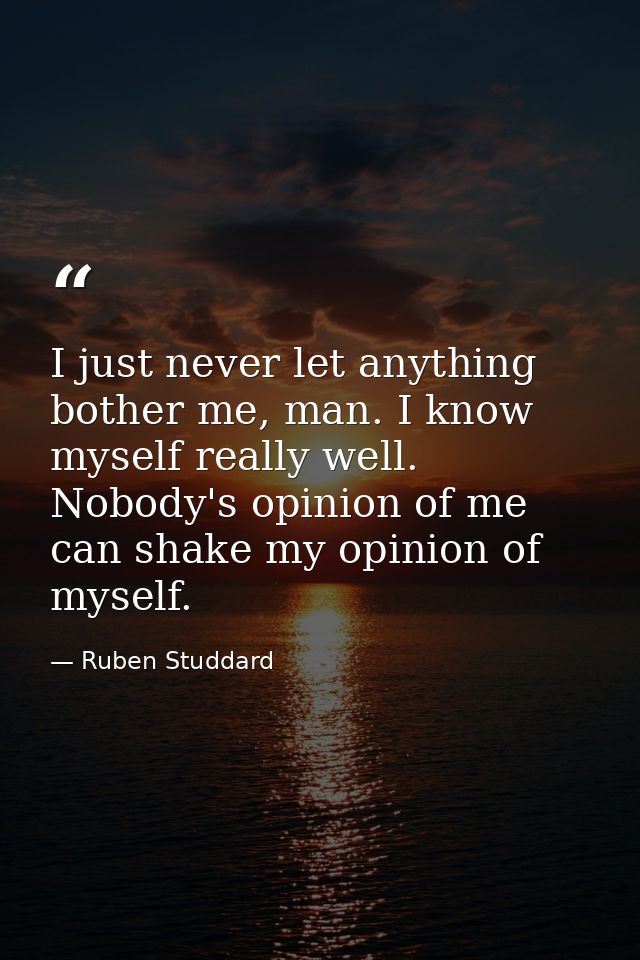 I just never let anything bother me, man. I know myself really well. Nobody's opinion of me can shake my opinion of myse — Ruben Studdard