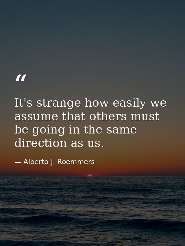 It's strange how easily we assume that others must be going in the same direction as us. — Alberto J. Roemmers