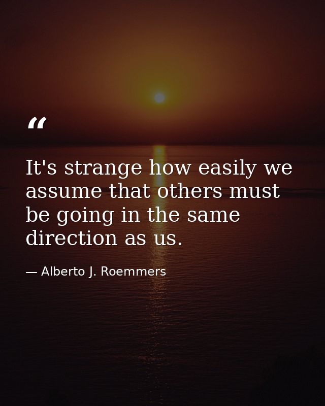 It's strange how easily we assume that others must be going in the same direction as us. — Alberto J. Roemmers