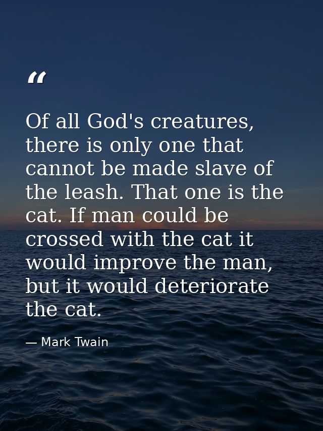 Of all God's creatures, there is only one that cannot be made slave of the leash. That one is the cat. If man could be c — Mark Twain