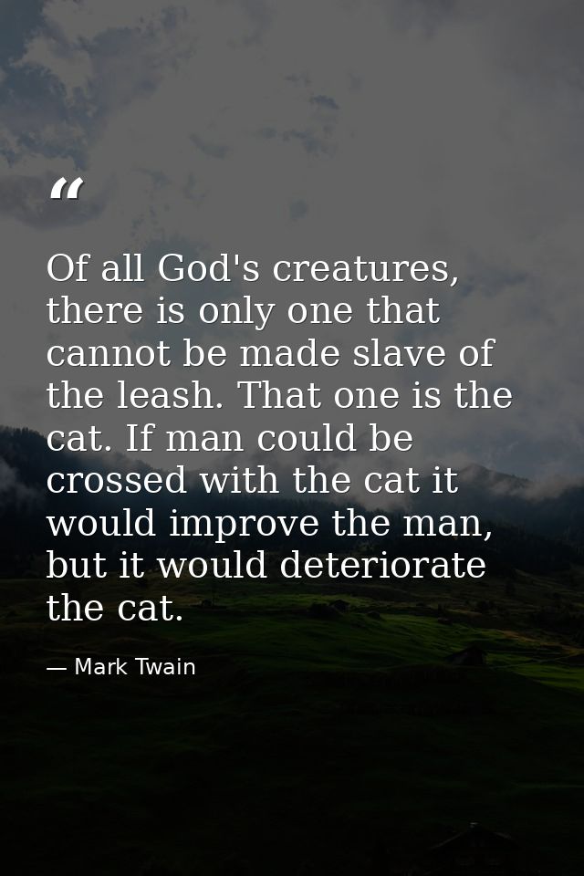 Of all God's creatures, there is only one that cannot be made slave of the leash. That one is the cat. If man could be c — Mark Twain