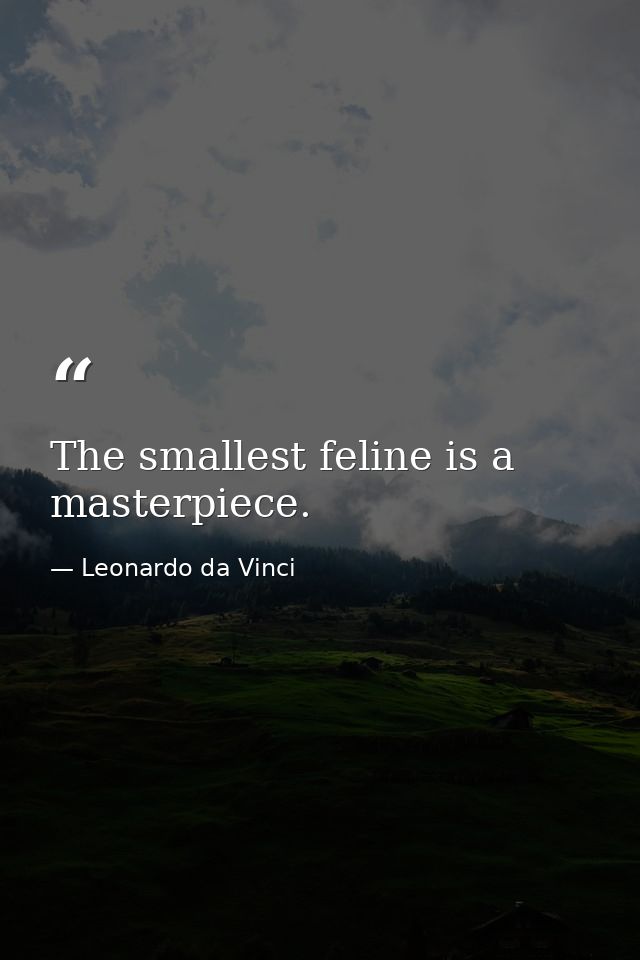 The smallest feline is a masterpiece. — Leonardo da Vinci