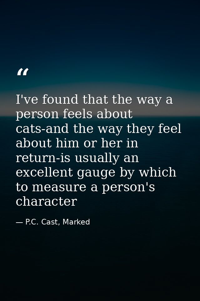 I've found that the way a person feels about cats-and the way they feel about him or her in return-is usually an excelle — P.C. Cast, Marked