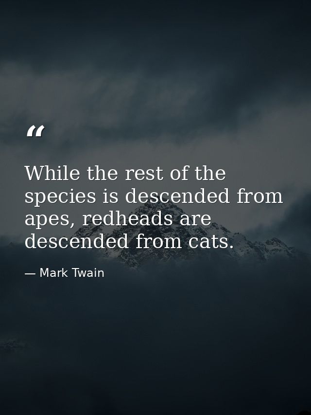 While the rest of the species is descended from apes, redheads are descended from cats. — Mark Twain