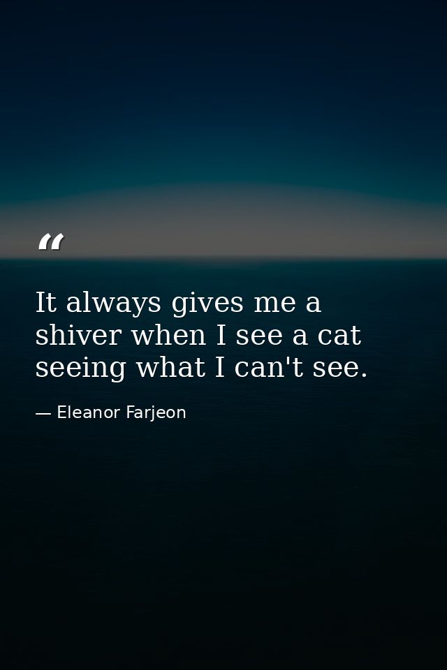 It always gives me a shiver when I see a cat seeing what I can't see. — Eleanor Farjeon