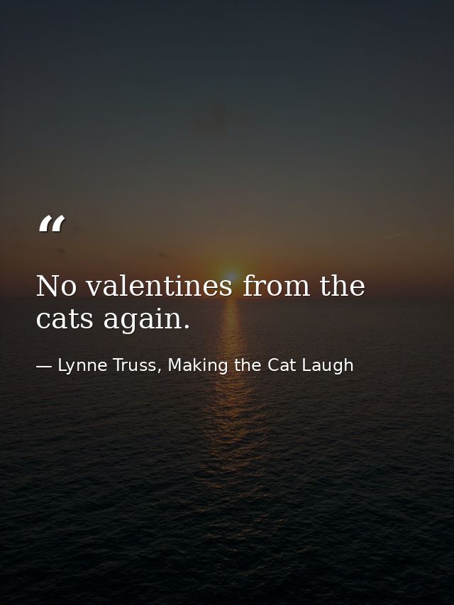 No valentines from the cats again. — Lynne Truss, Making the Cat Laugh