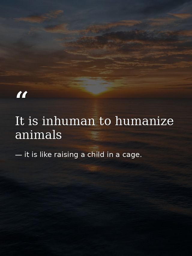 It is inhuman to humanize animals — it is like raising a child in a cage.
