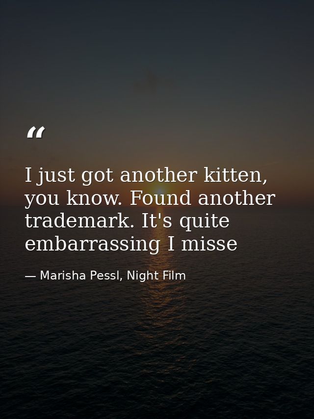 I just got another kitten, you know. Found another trademark. It's quite embarrassing I misse — Marisha Pessl, Night Film