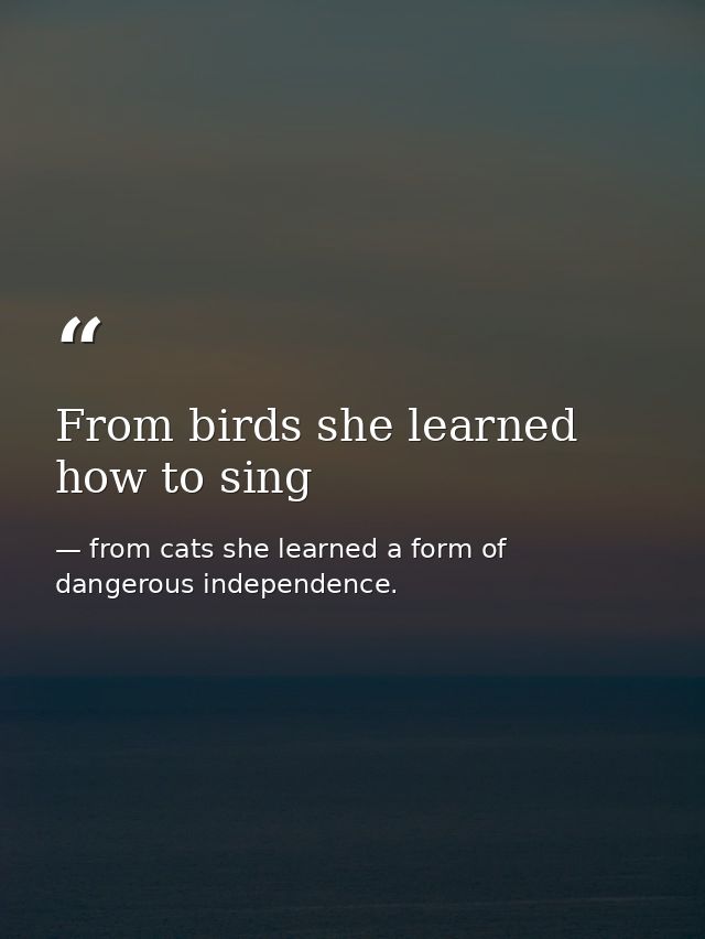 From birds she learned how to sing — from cats she learned a form of dangerous independence.