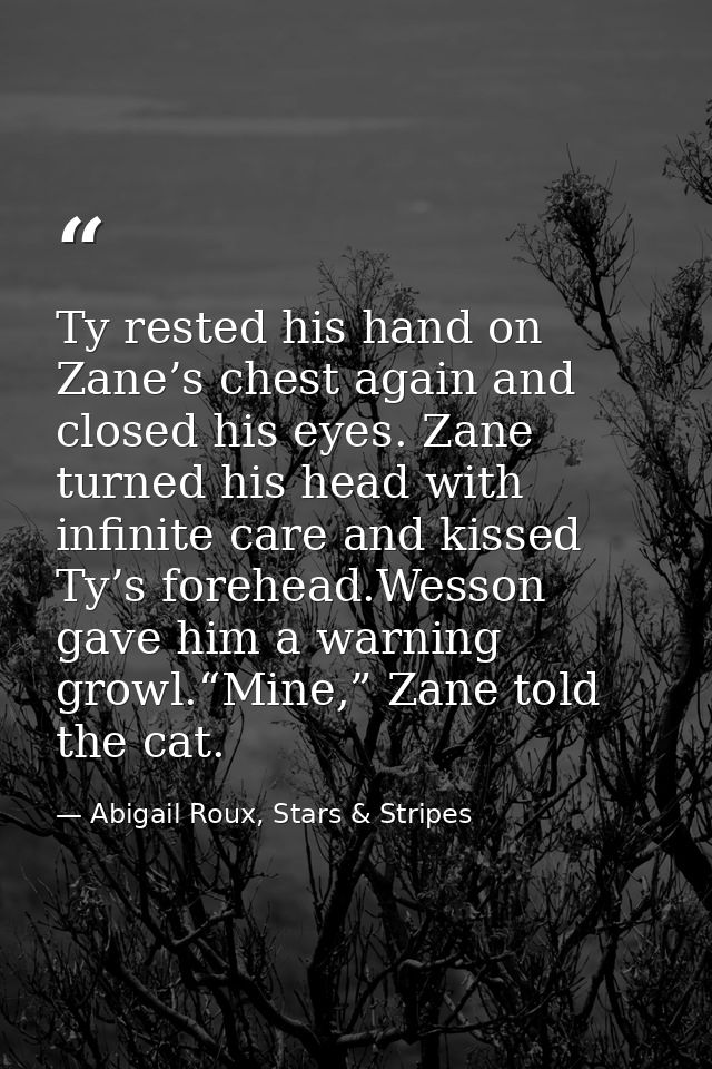Ty rested his hand on Zane’s chest again and closed his eyes. Zane turned his head with infinite care and kissed Ty’s fo — Abigail Roux, Stars & Stripes