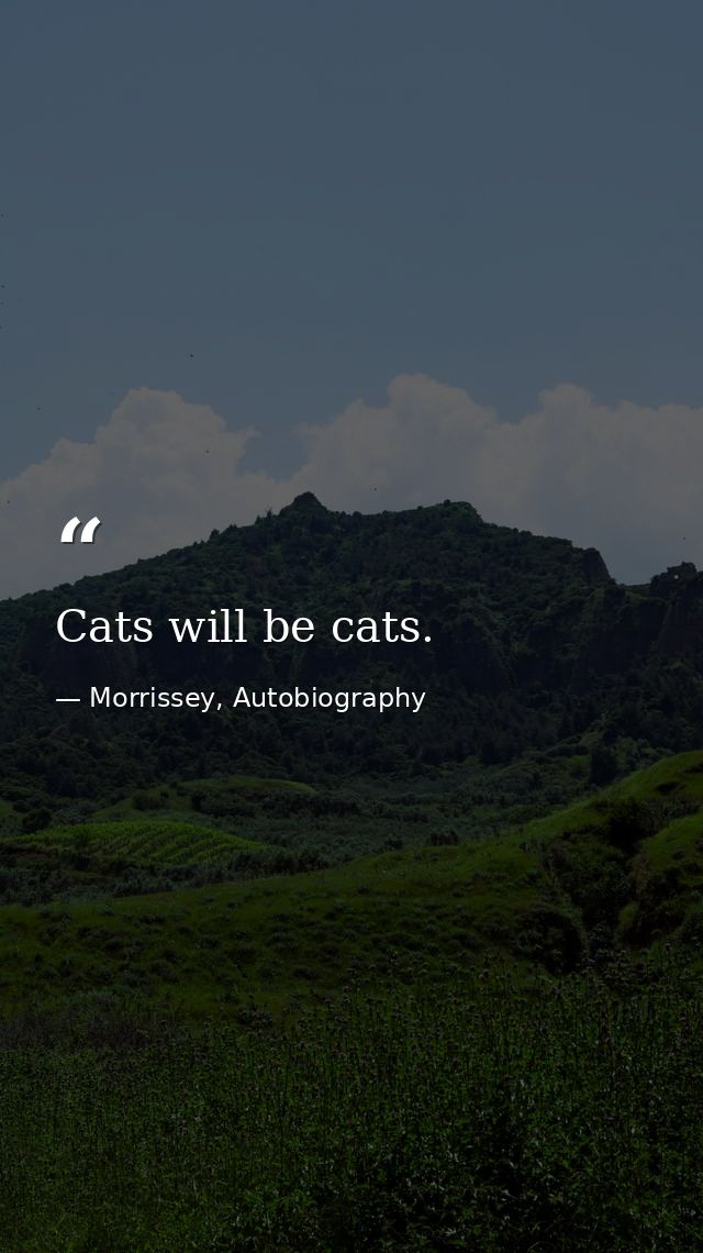 Cats will be cats. — Morrissey, Autobiography