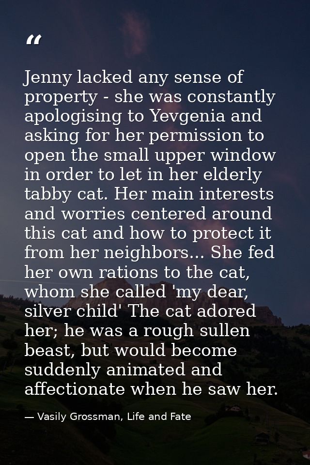 Jenny lacked any sense of property - she was constantly apologising to Yevgenia and asking for her permission to open th — Vasily Grossman, Life and Fate