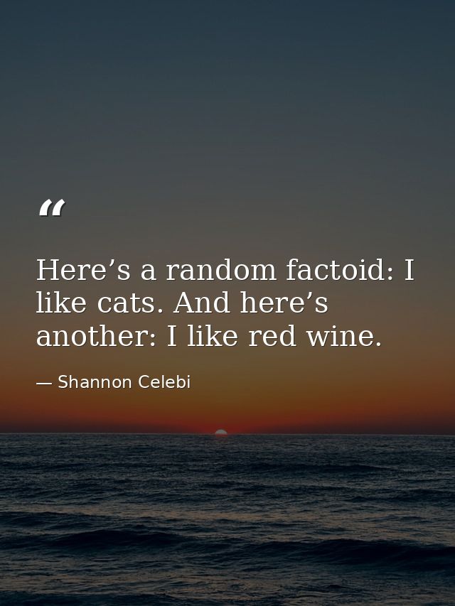 Here’s a random factoid: I like cats. And here’s another: I like red wine. — Shannon Celebi