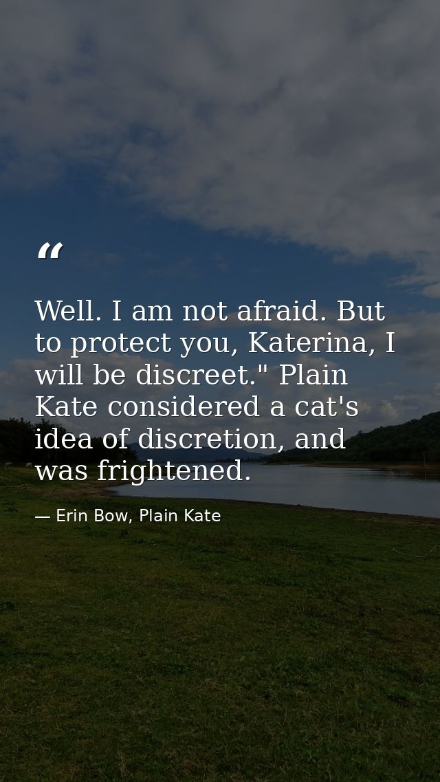 Well. I am not afraid. But to protect you, Katerina, I will be discreet." Plain Kate considered a cat's idea of discreti — Erin Bow, Plain Kate