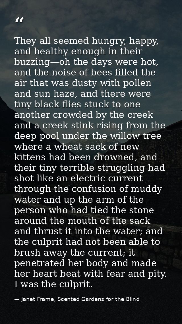 They all seemed hungry, happy, and healthy enough in their buzzing—oh the days were hot, and the noise of bees filled th — Janet Frame, Scented Gardens for the Blind
