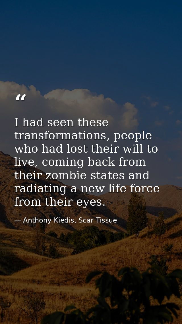 I had seen these transformations, people who had lost their will to live, coming back from their zombie states and radia — Anthony Kiedis, Scar Tissue