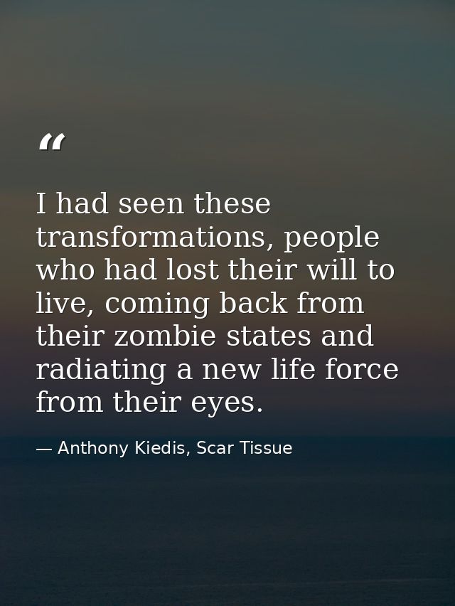 I had seen these transformations, people who had lost their will to live, coming back from their zombie states and radia — Anthony Kiedis, Scar Tissue