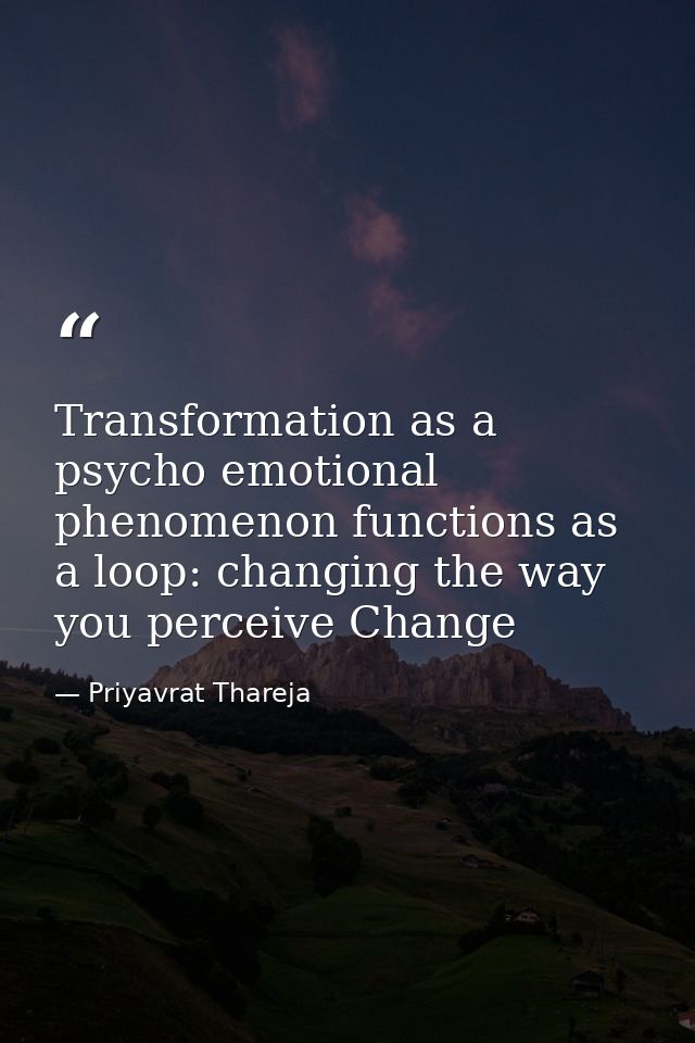 Transformation as a psycho emotional phenomenon functions as a loop: changing the way you perceive Change — Priyavrat Thareja