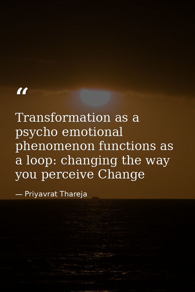 Transformation as a psycho emotional phenomenon functions as a loop: changing the way you perceive Change — Priyavrat Thareja