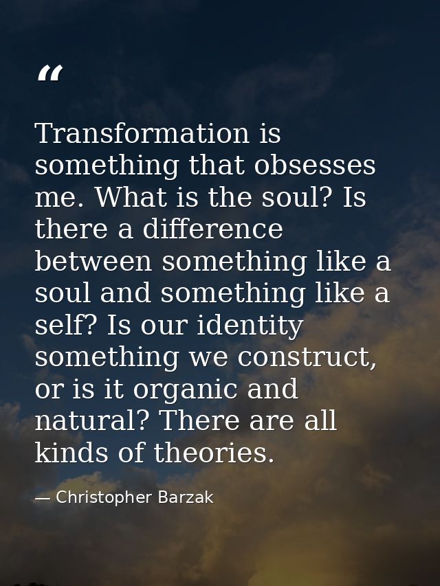 Transformation is something that obsesses me. What is the soul? Is there a difference between something like a soul and  — Christopher Barzak