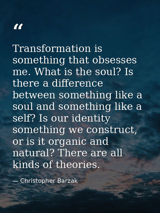 Transformation is something that obsesses me. What is the soul? Is there a difference between something like a soul and  — Christopher Barzak