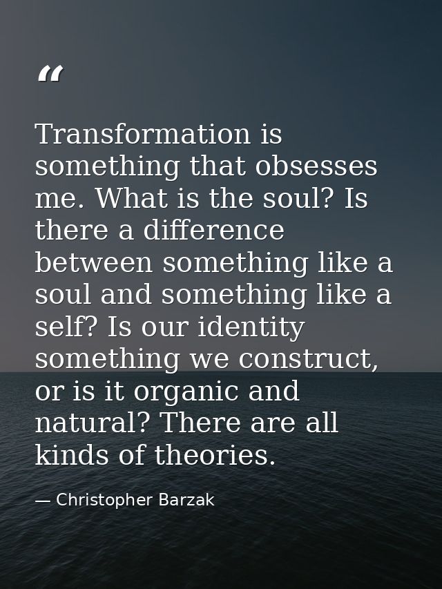 Transformation is something that obsesses me. What is the soul? Is there a difference between something like a soul and  — Christopher Barzak