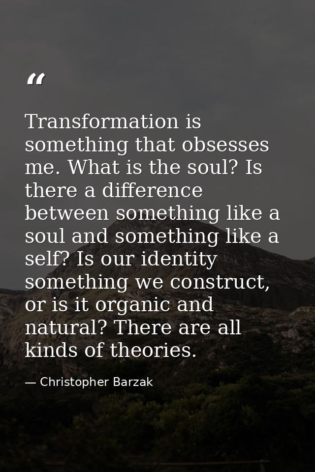 Transformation is something that obsesses me. What is the soul? Is there a difference between something like a soul and  — Christopher Barzak