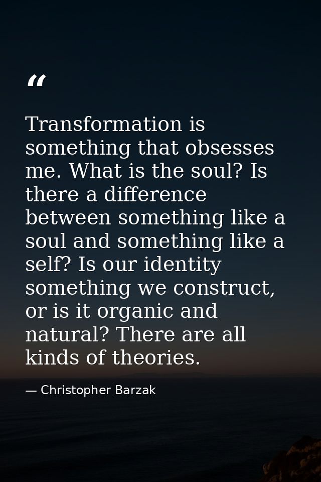 Transformation is something that obsesses me. What is the soul? Is there a difference between something like a soul and  — Christopher Barzak