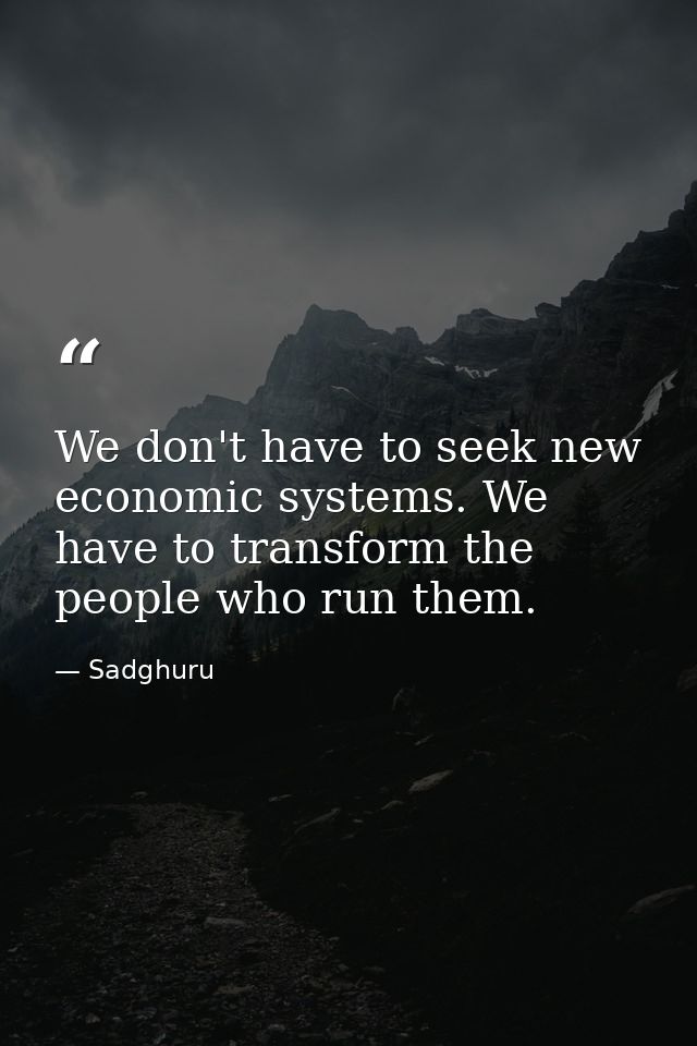 We don't have to seek new economic systems. We have to transform the people who run them. — Sadghuru