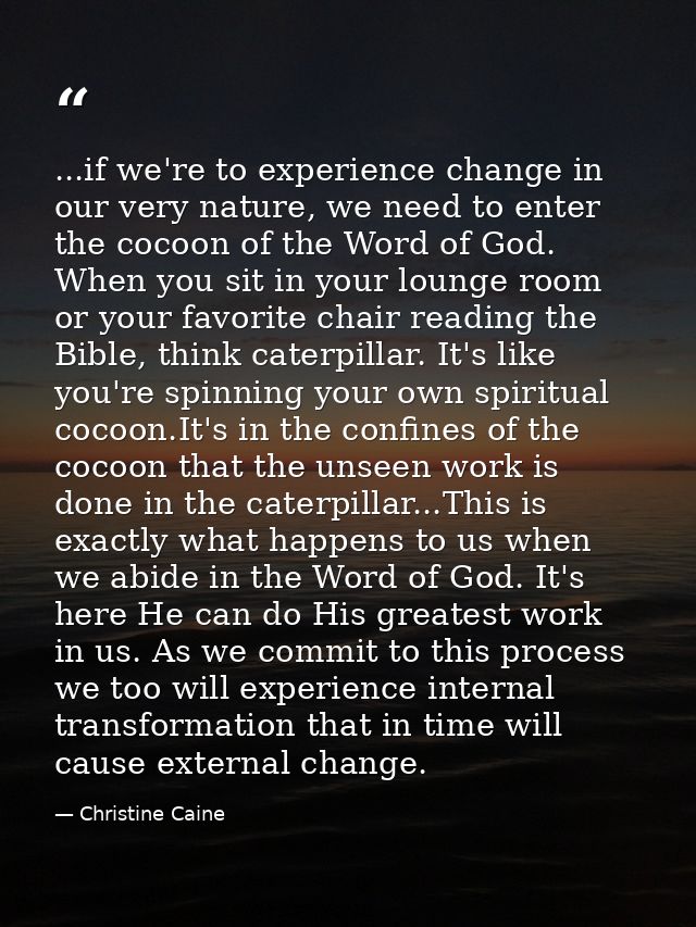 ...if we're to experience change in our very nature, we need to enter the cocoon of the Word of God. When you sit in you — Christine Caine