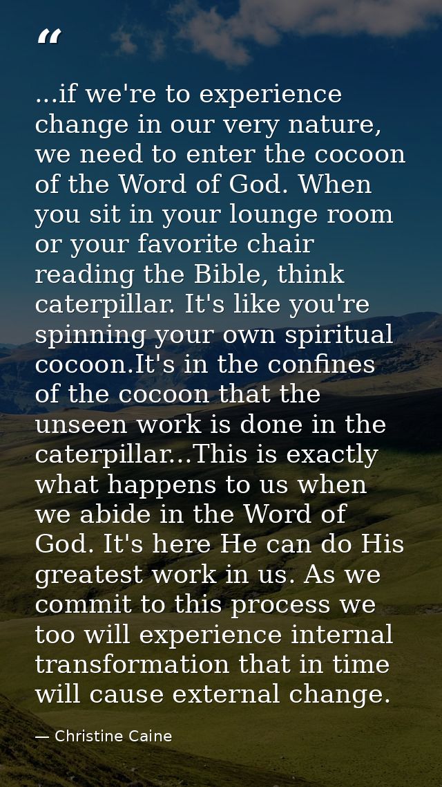 ...if we're to experience change in our very nature, we need to enter the cocoon of the Word of God. When you sit in you — Christine Caine