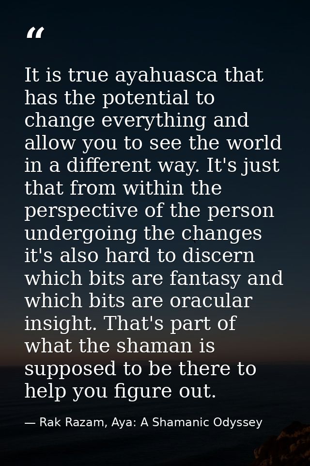 It is true ayahuasca that has the potential to change everything and allow you to see the world in a different way. It's — Rak Razam, Aya: A Shamanic Odyssey
