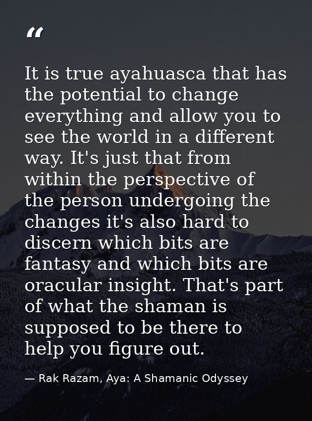 It is true ayahuasca that has the potential to change everything and allow you to see the world in a different way. It's — Rak Razam, Aya: A Shamanic Odyssey