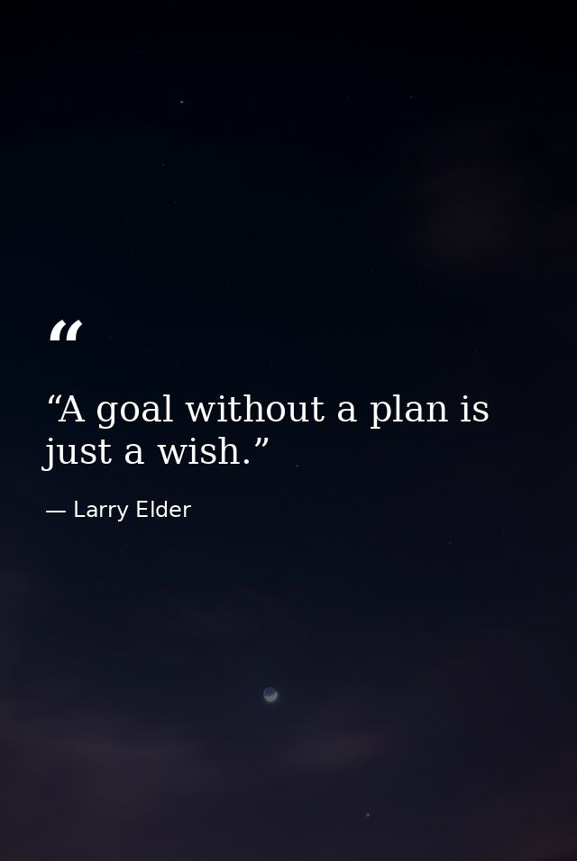 “A goal without a plan is just a wish.” — Larry Elder