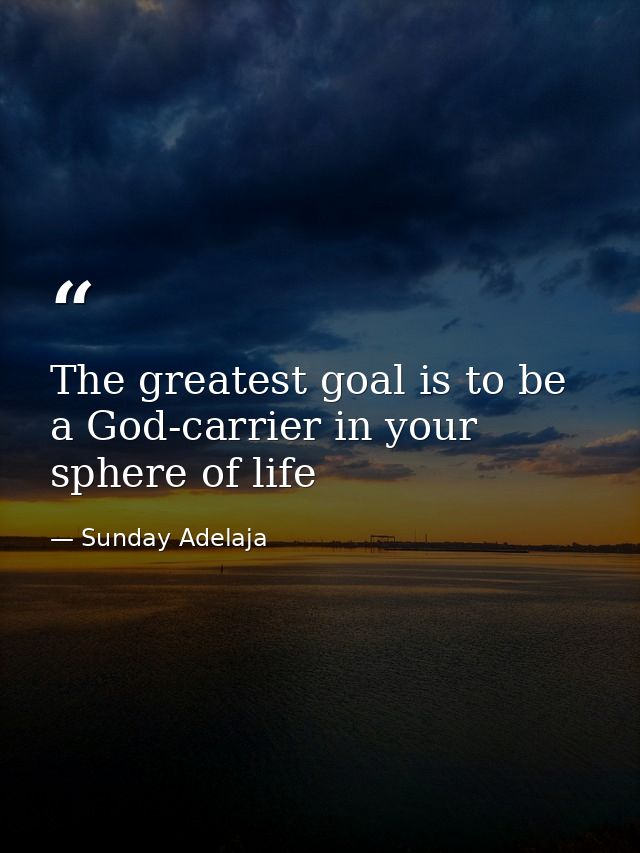 The greatest goal is to be a God-carrier in your sphere of life — Sunday Adelaja