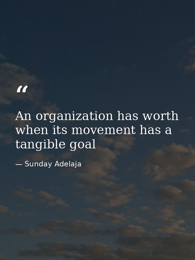 An organization has worth when its movement has a tangible goal — Sunday Adelaja